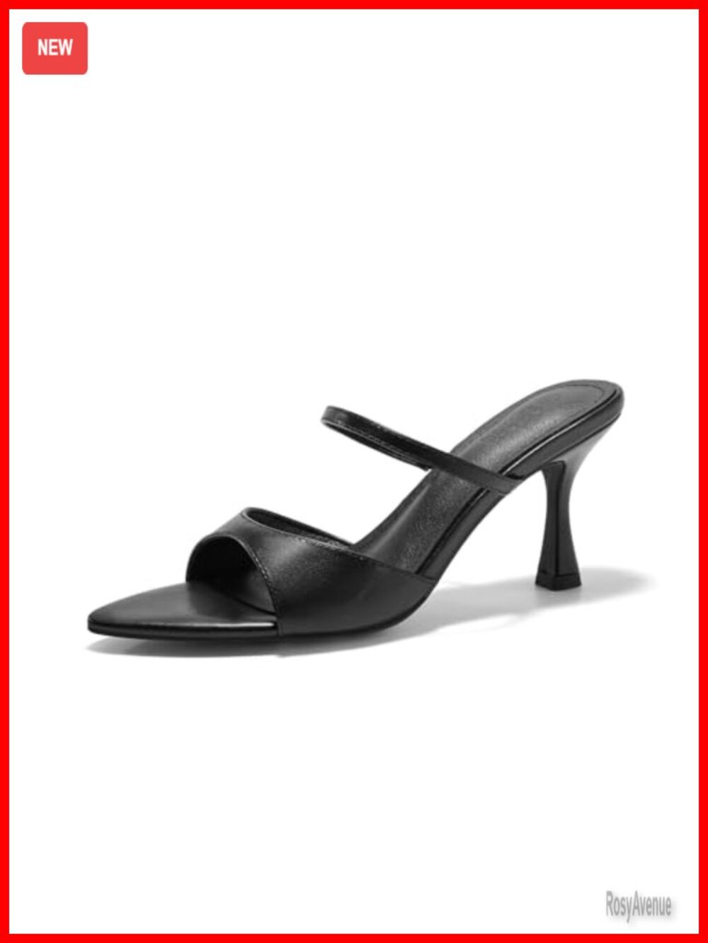 Faux Patent Leather Pointed Open Toe Stiletto Mule Sandals Slip On Dress Shoes